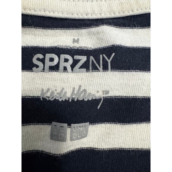 Uniqlo x Keith Haring SPRZ NY Barking Dog Striped T-Shirt Size Medium - Picture 4 of 7
